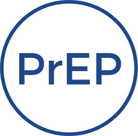 Ontario PrEP logo featuring the word PrEP in an O